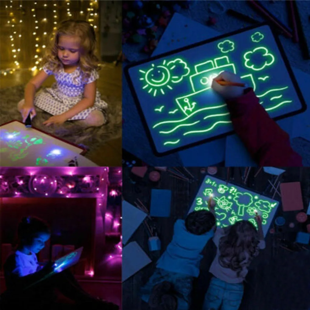 Совершенно светильник, коврик для рисования, детская Люминесцентная доска для рисования, светящаяся волшебное граффити, живопись, обучающая игрушка