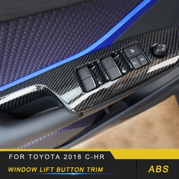

4pcs Auto Car-styling Window Lift Button Trim Stickers Covers Interior Accessories for Toyota 2018 C-HR