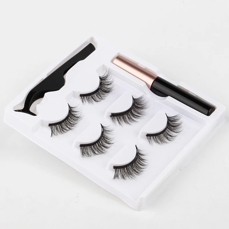 Magnetic Mink Eyelashes Makeup Set with Eyeliner and Tweezers