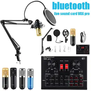 

BM800 Pro Microphone Mixer Audio dj MIC Stand Condenser USB Wireless Karaoke KTV Professional Recording Live Bluetooth SoundCard