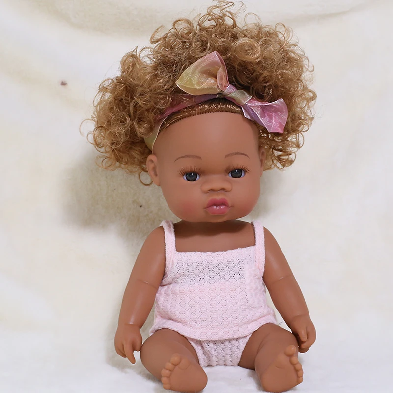 35CM American Reborn Black Baby Doll Bath Play Full Silicone Vinyl Baby Dolls Lifelike Newborn Baby Doll Toy Girl Christmas Gift 8