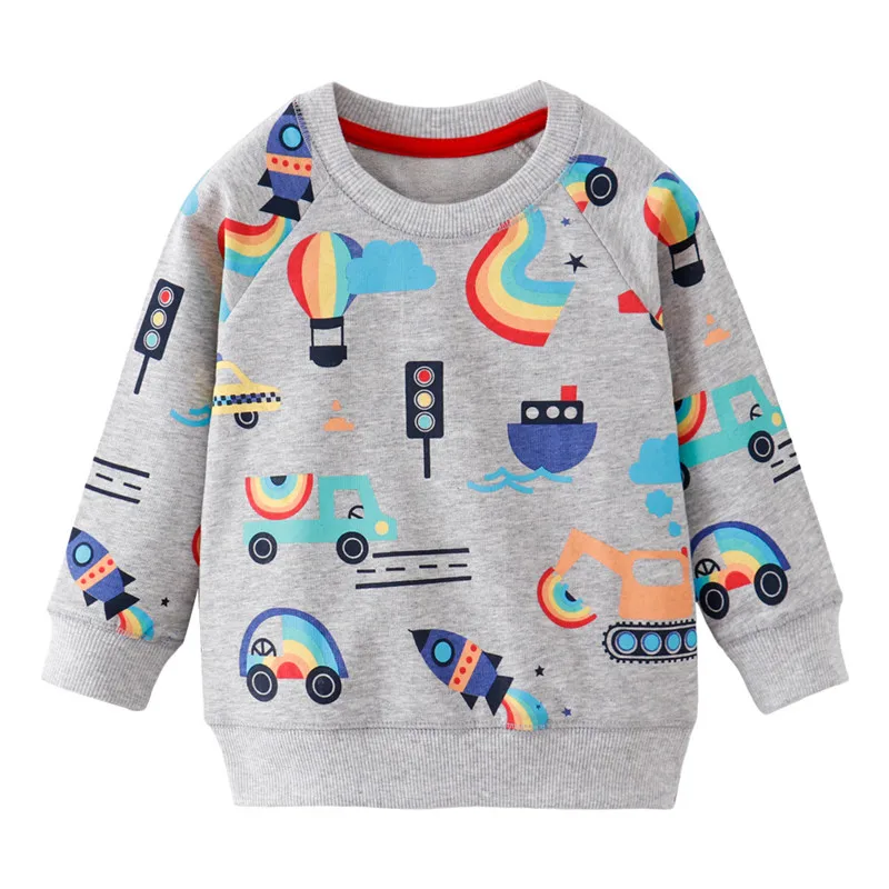 

100% Cotton Boys Sweatshirts for Autumn Winter Children Clothes Cartoon Rockets Printed Cute Kids Tops Long Sleeve Toddler Shirt