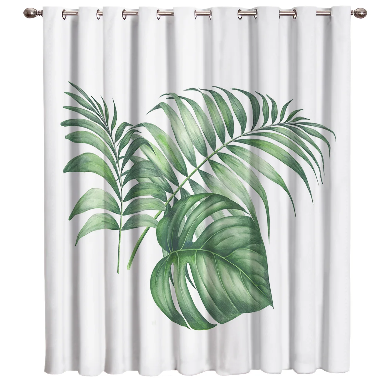 Тропические Пальмовые Листья, акварельные декоративные растения, занавески для комнаты, большие оконные шторы, темные окна, жалюзи для гостиной