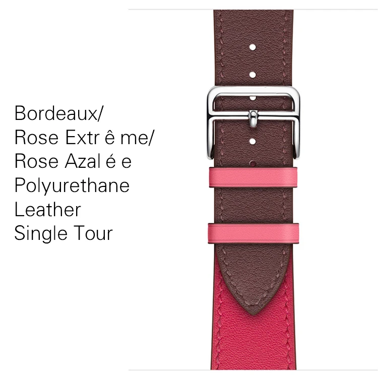 Kebitt кожаные мужские и женские одноканальные ремешки для Apple Watch серии 5 4 1 2 3 три цвета iwatch двойной ремешок 38 40 мм 42 44 мм - Цвет ремешка: Rose Red Bordeaux