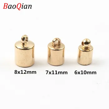 

50PCS 6/7/8MM Golden Cylindrical Ring Bead Cover For DIY Jewelry Making Tassel Line Reinforcement Compaction Supplies