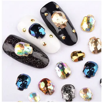 

New Fashion 6*8mm 20pcs Crystal Glass Skull faceted Flatback Jewels Nail Art Rhinestone H0902