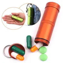 HobbyLane Hot Sale Aluminum Alloy Bottle Kits Outdoor Keychain Waterproof First Aid Pill Key Chain Seal Kit Free Shipping