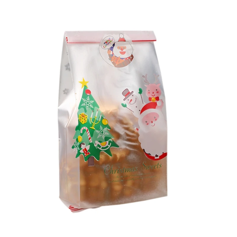 50 шт. рождественские подарки сумки мультфильм печенье упаковка самоклеющиеся Санта Клаус сумки для печенья конфеты торт посылка