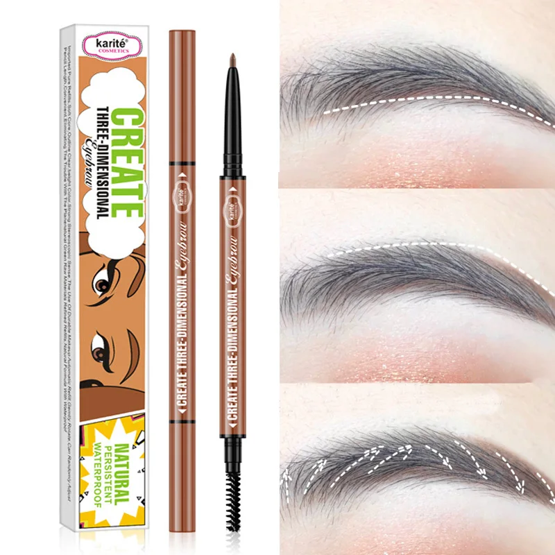 

3 color Double-headed ultra-fine eyebrow pencil Easy to Wear long lasting waterproof and sweat-proof thrush beauty makeup tools