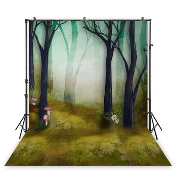 

HUAYI oil painting background green jungle photography boy birthday photo backdrop photobooth photoshoot XT-7036
