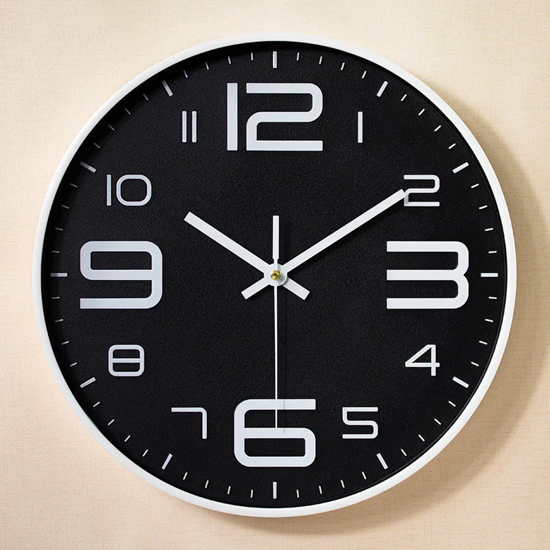Новое поступление 12 дюймов современные круглые Настенные часы Современные часы из пластика кварцевые часы Wathces домашние спальни кухонные настенные часы - Цвет: B