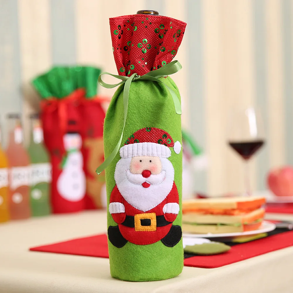 Цвет красного вина Рождественская бутылка вина сумка Обложка для рождественские украшения для дома Санта Клаус Олень бутылка одежда кухня Новогоднее украшение - Цвет: 3
