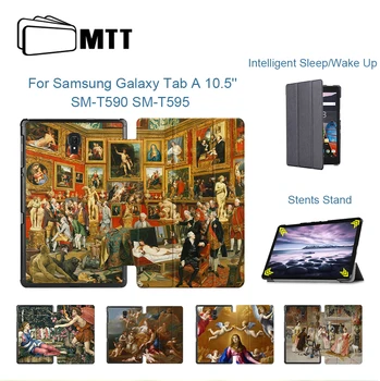 

MTT PU Leather Case For Samsung Galaxy Tab A 10.5 inch 2018 T590 T595 T597 Funda Flip Stand Smart Cover Oil Painting Tablet Case