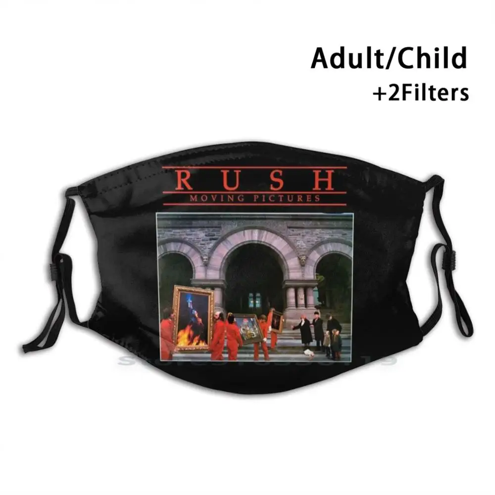 

Moving Pictures - Rush Reusable Mouth Face Mask With Filters Kids Genesis Talking Heads Queen Journey Boston Steely Dan King