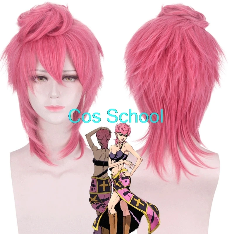 Trish Una Cos школьная JOJO невероятное приключение Золотой ветер Косплэй парики Bruno Сьерра-Леоне Narancia Ghirga Diavolo фуго Триш Una аниме крылья хеталия и страны - Цвет: Trish Una