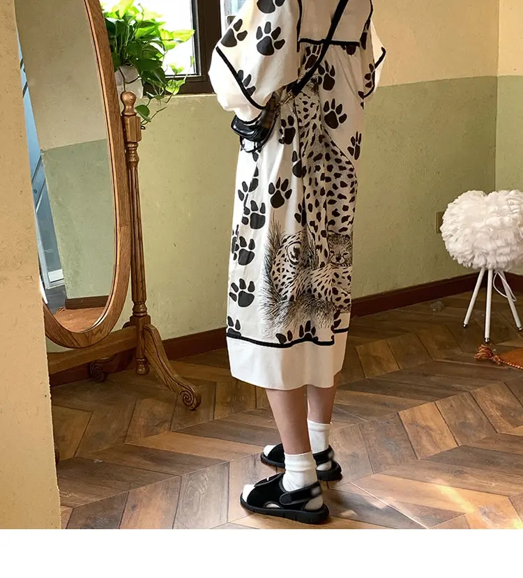 XITAO винтажное Плиссированное Платье с принтом женская одежда модное свободное платье, элегантное платье пуговица для пуловера, новинка WLD2828