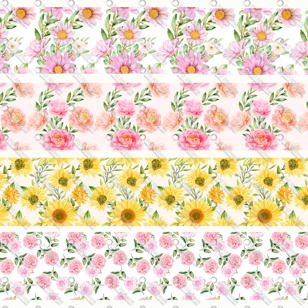 

25-75MM Flower Ribbon for Grosgrain, Party Wedding Cake Box Decor DIY Crafts Hair Bow Lanyard 50 Yard Satin Ribbons CA428