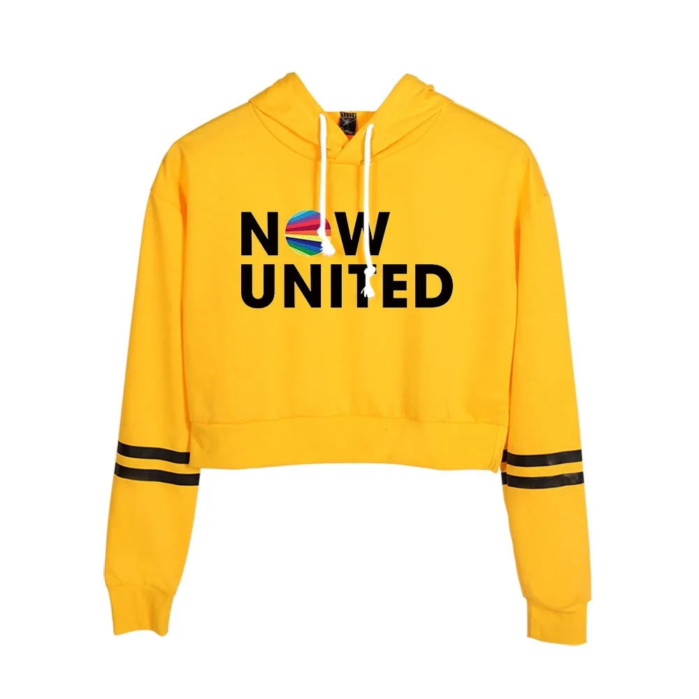 Now United Yellow Crop Top Hoodie Harajuku Cropped Sweatshirt