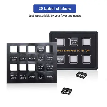 

Marine Car Auto Truck RV Boat 6 Gang LED Touch Screen Switch Panel Kit 12/24V Touch Screen Switch