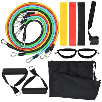 

14pcs Resistance Bands Set Workout Fintess Exercise Tube Bands Jump Rope Door Anchor Ankle Straps Cushioned Handles 8-Shaped