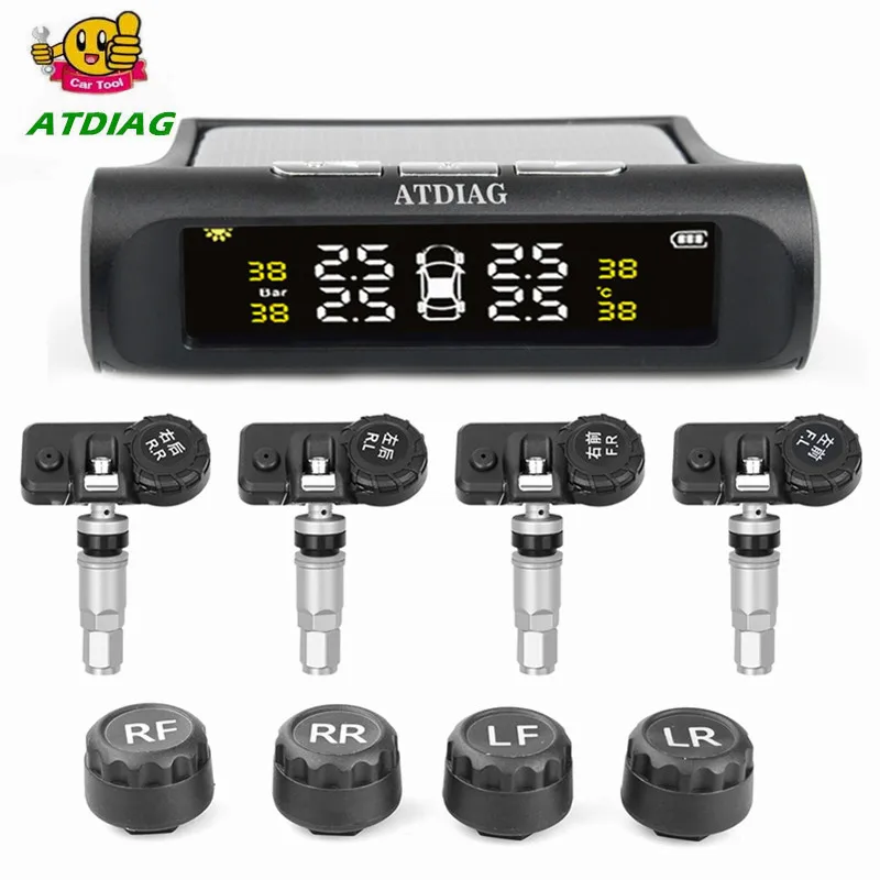 Smart TPMS Car Tire Pressure Alarm Monitor System 4 Sensors Display Solar Intelligent Tyre Pressure Temperature Warning