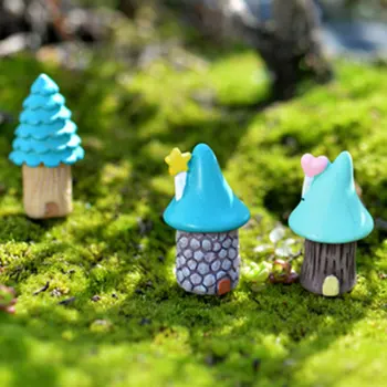 

3Pcs/Set Vintage Blue House Miniature Craft Fairy Garden Ornaments Bonsai Micro Landscaping Home Decoration Accessories New