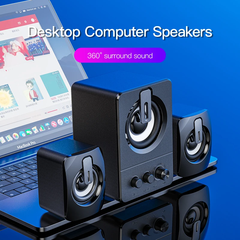 Computer Speaker 4D Surround Sound Mini Subwoofer Music Speaker for Laptop Notebook PC Phone Stereo Bluetooth Loudspeaker