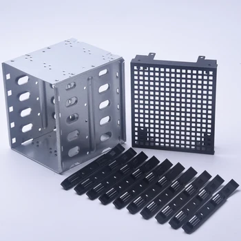 

Stainless Steel With Fan Space For Computer PC Supplies SAS Hard Drive Cage SATA Rack 5.25" To 5x 3.5"