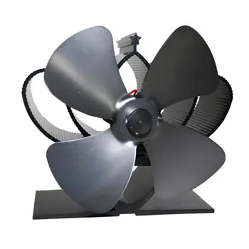 

Black Fireplace 4 Blade Thermal Heat Powered Pellet Stove Fan Oven Wood Burner Eco Fan Tools for Decorative Accessories Portal