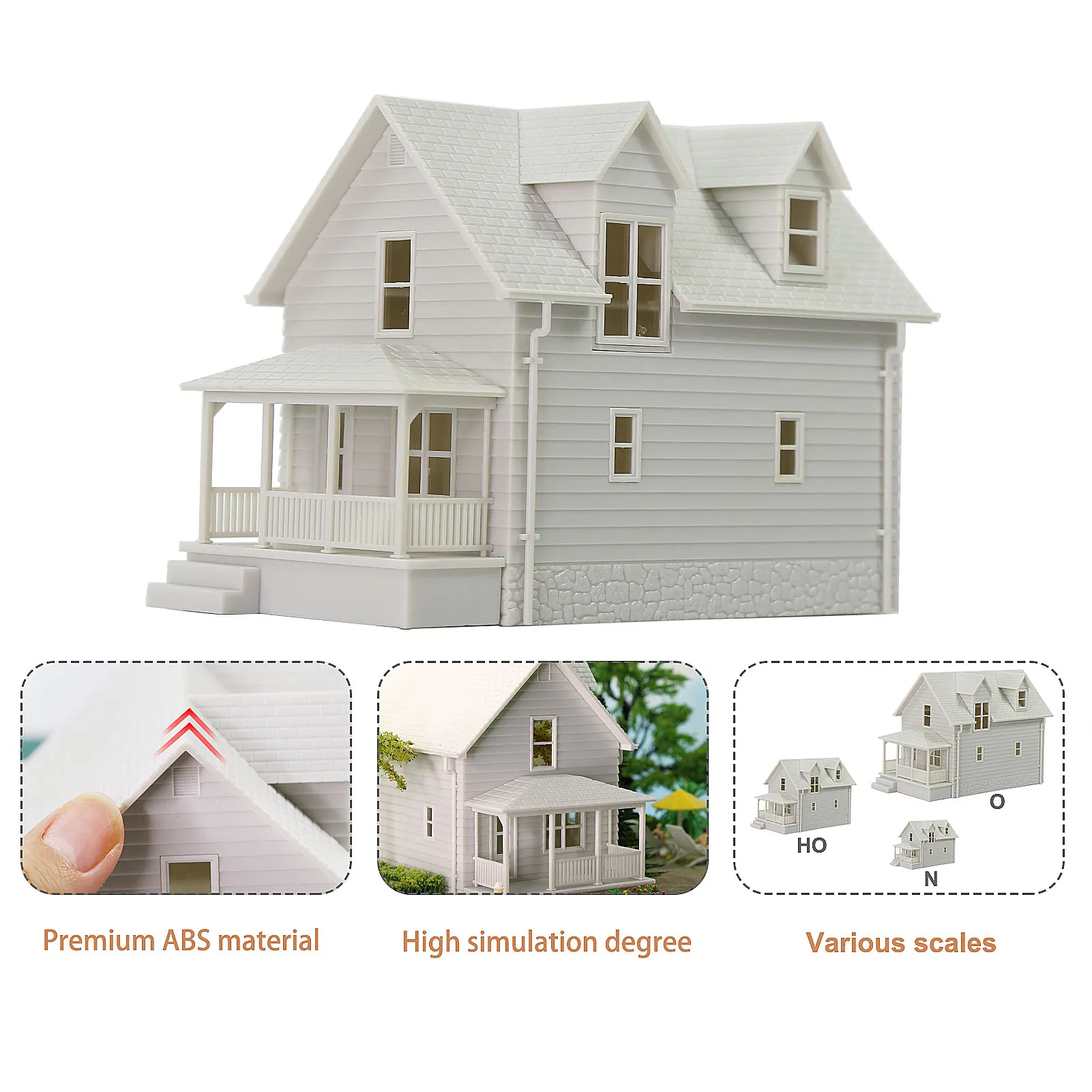 1 Unit Model Railway Layout O HO N Scale Village House White Blank Architectural Buildings Unassembled - Image 5