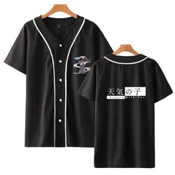 Tenki No Ko Бейсбольная Футболка японский мультфильм Аниме короткий рукав v-образный вырез белая рубашка Мужская/Женская крутая уличная одежда