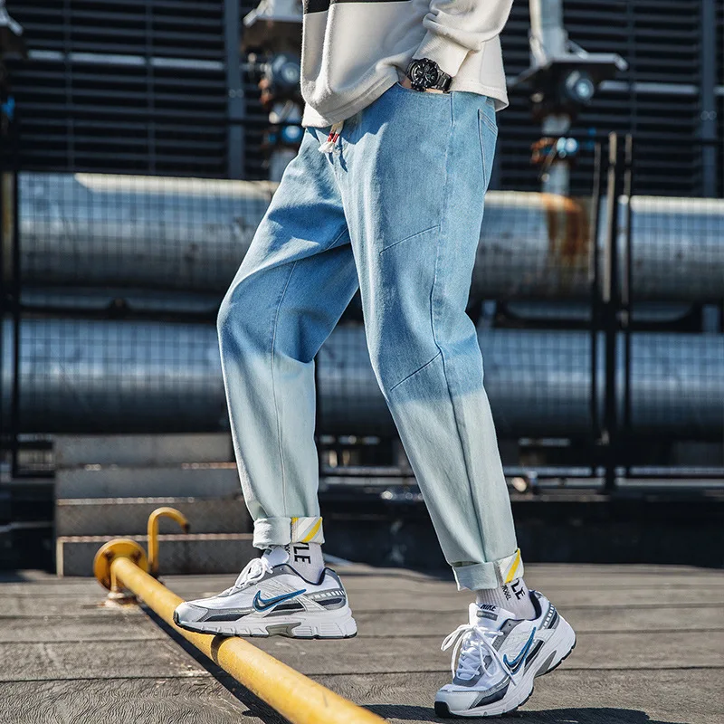 The new 2020 jeans men overalls straight han edition gradient relaxed joker leisure long pants | Мужская одежда