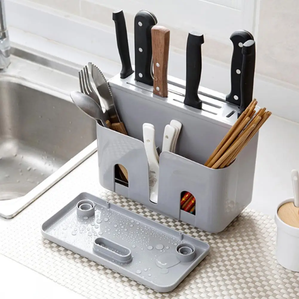 

PP material Holder Chopsticks Storage Rack Kitchen Chopper Block Stand Natural Slot Tool Spoon Forks Home Organizer cupboard 30P
