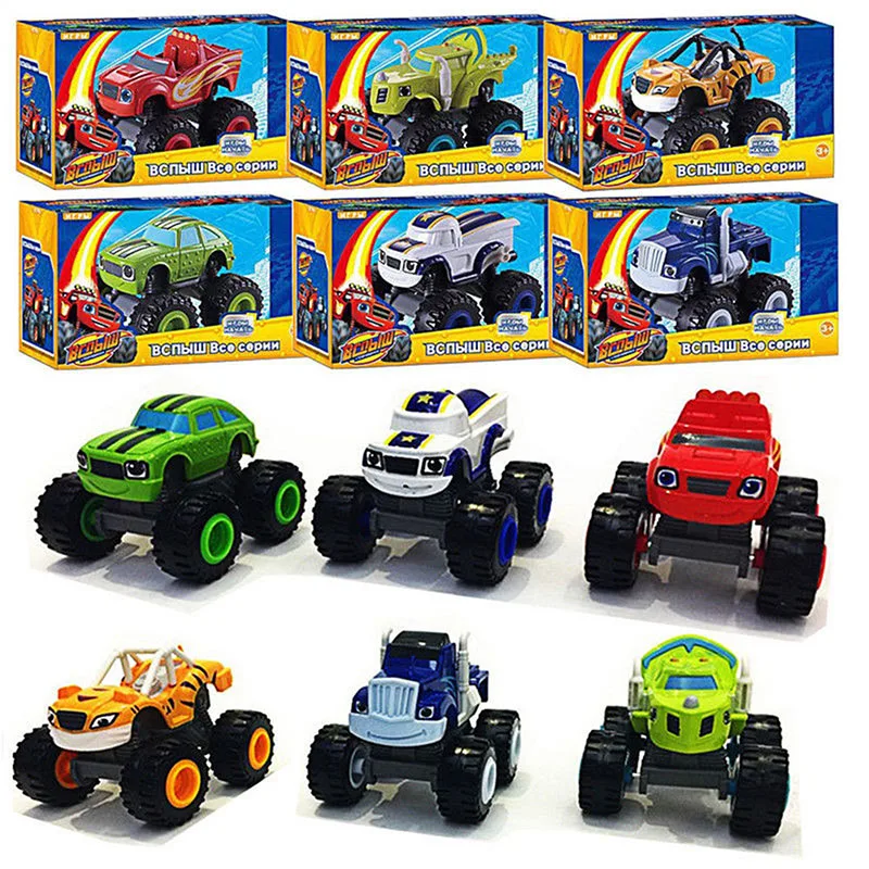 6 Carrinhos De Fricçao de corrida Blaze Monster Machine Racer Brinquedo