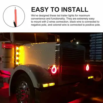 

10x Red/Amber 2.5" LED Fender Clearance Side Marker Tail Lights Truck RV Trailer New And High Quality