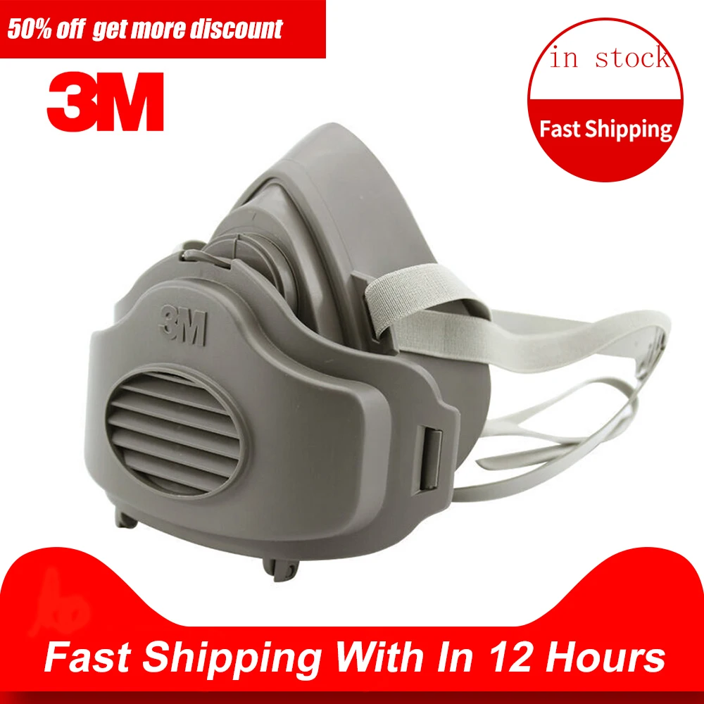 Máscara respiratoria antipolvo 3M 3200, media cara, antipolvo para construcción Industrial, antiniebla, filtro de Gas de seguridad, cubierta de algodón