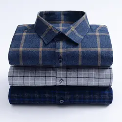 Высококачественная осенне-зимняя хлопковая клетчатая рубашка, клетчатая рубашка, мужская деловая рубашка с длинными рукавами