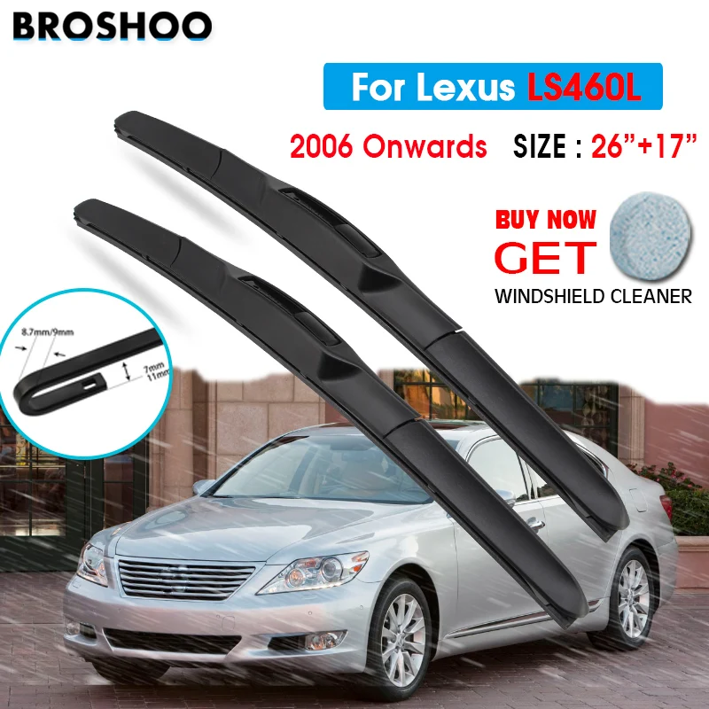 

Car Wiper Blade For Lexus LS460L 26"+17" 2006 Onwards Auto Windscreen Windshield Wipers Blades Window Wash Fit U Hook Arms