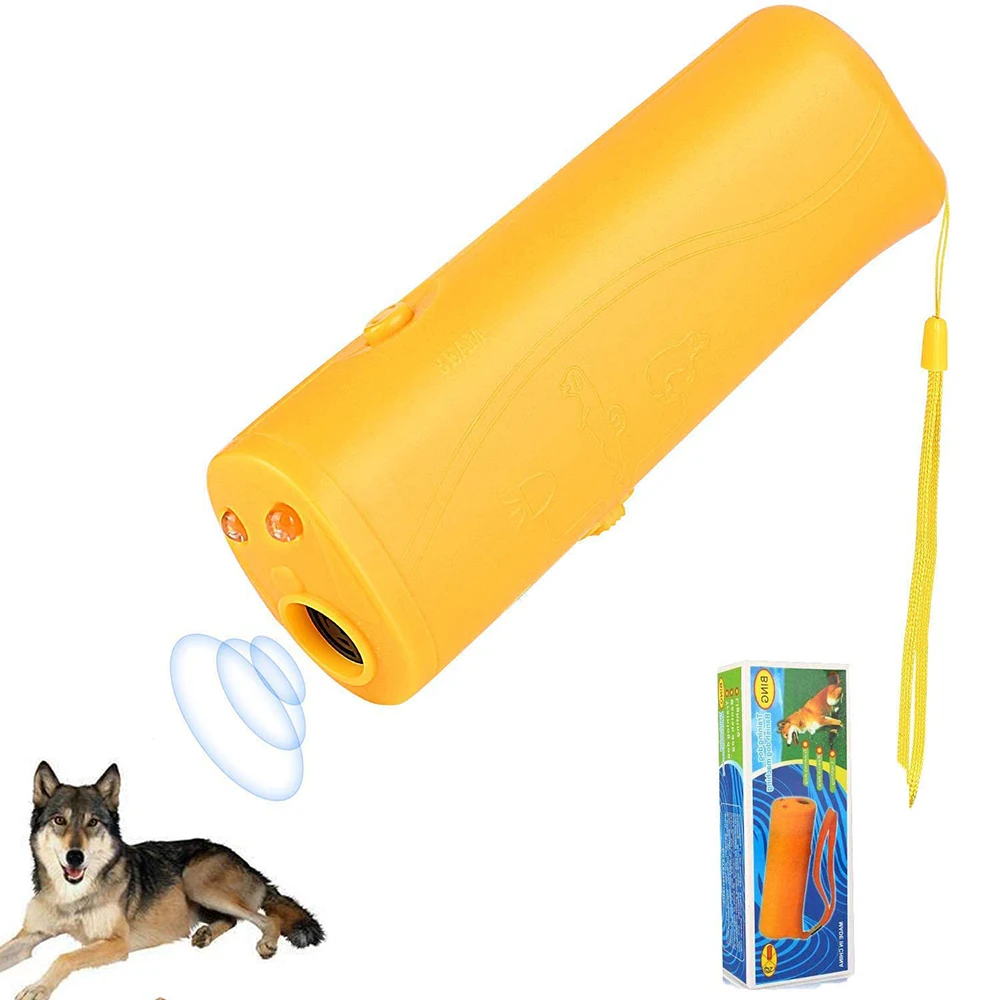

Anti Barking Stop Bark Handheld 3 in 1 Pet LED Ultrasonic Dog Repeller and Trainer Device - Training Tool/Stop Barking [Black]