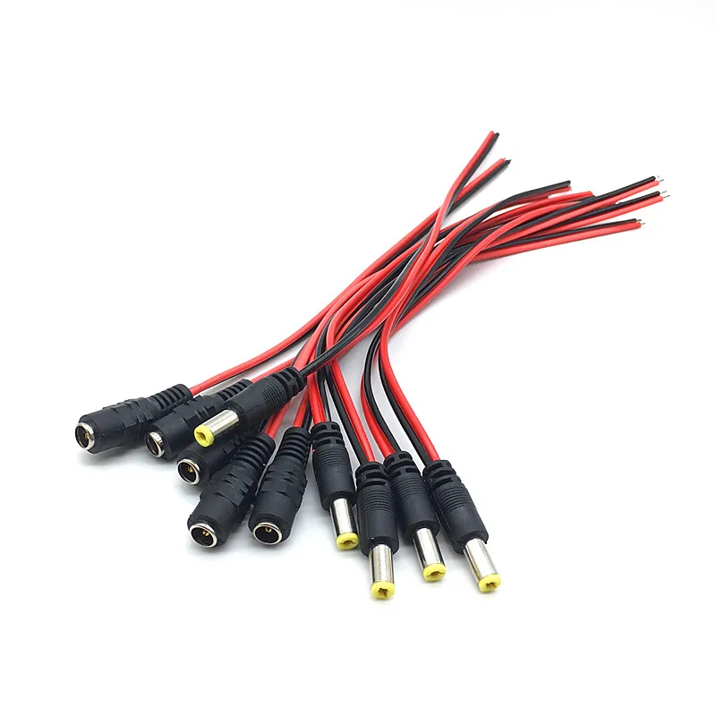 Conectores de CC de 12V, adaptador de Cable hembra macho, fuente de alimentación de 5,5x2,1mm para tira de luces LED, cámara CCTV de 26cm de longitud