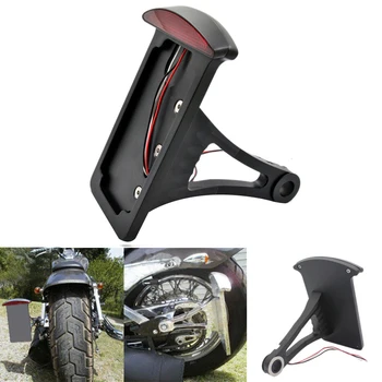 

12V Motorcycle Vertical Side Number Plate Holder Bracket Tail Light Axle For Harley Iron Chopper Custom
