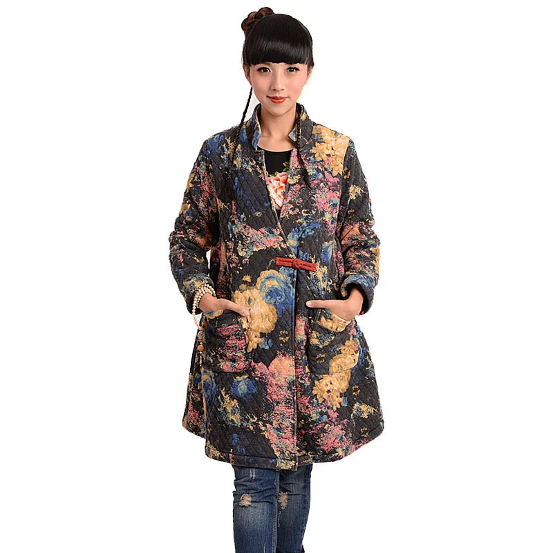 

Special Offer Not Ethnic-Style Small Floral Brushed Cotton Cloth Cotton-padded Clothes Long Cotton-padded Clothes Berber Fleece