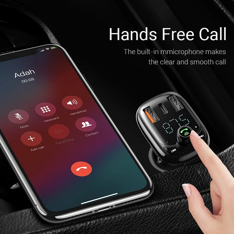 Baseus Quick Charge 4,0 автомобильное зарядное устройство с fm-передатчиком Bluetooth Handsfree FM модулятор PD 3,0 Быстрая зарядка для iPhone 11 Pro