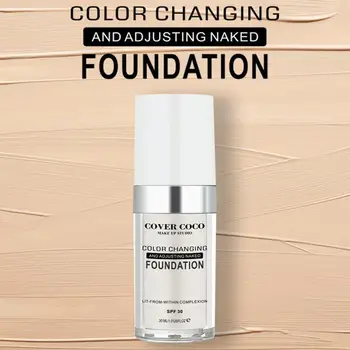 

Color-Changing Liquid Foundation Brightens Skin Tone, Controls Oil Concealer, Temperature-Changing Foundation Highlights Lasts