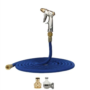 

100FT Expandable 3-Time No-Kink Flexible Garden Water Hose, Latex Pipe, 3/4 inch Solid Brass Fittings Metal Spray Tool