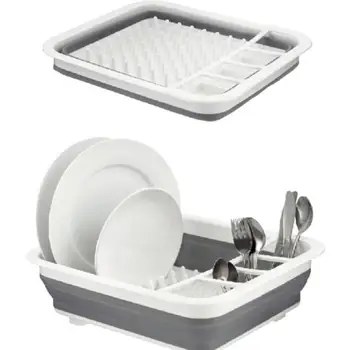 

24 Kitchen Easy Storage Basket Space Save Collapsible for Drying Dish Rack and Drainer with Cutlery Holder