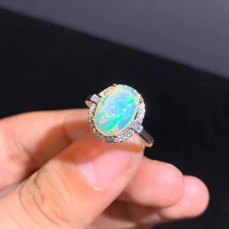 

Luxury Atmosphere Hot Sale Style Natural Opal Ring 925 Silver Women's Ring Noble and Elegant