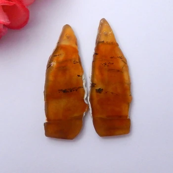 

Handmade Natural Gemstone Agate Nugget Earrings Pairs ,43x17x3mm,7g