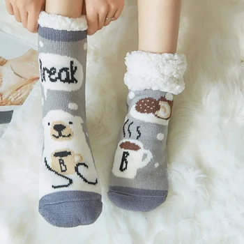 

Women Soft Fuzzy Cozy Slipper Socks Cute Animal Print Winter Warm Home Non-slip Floor Socks