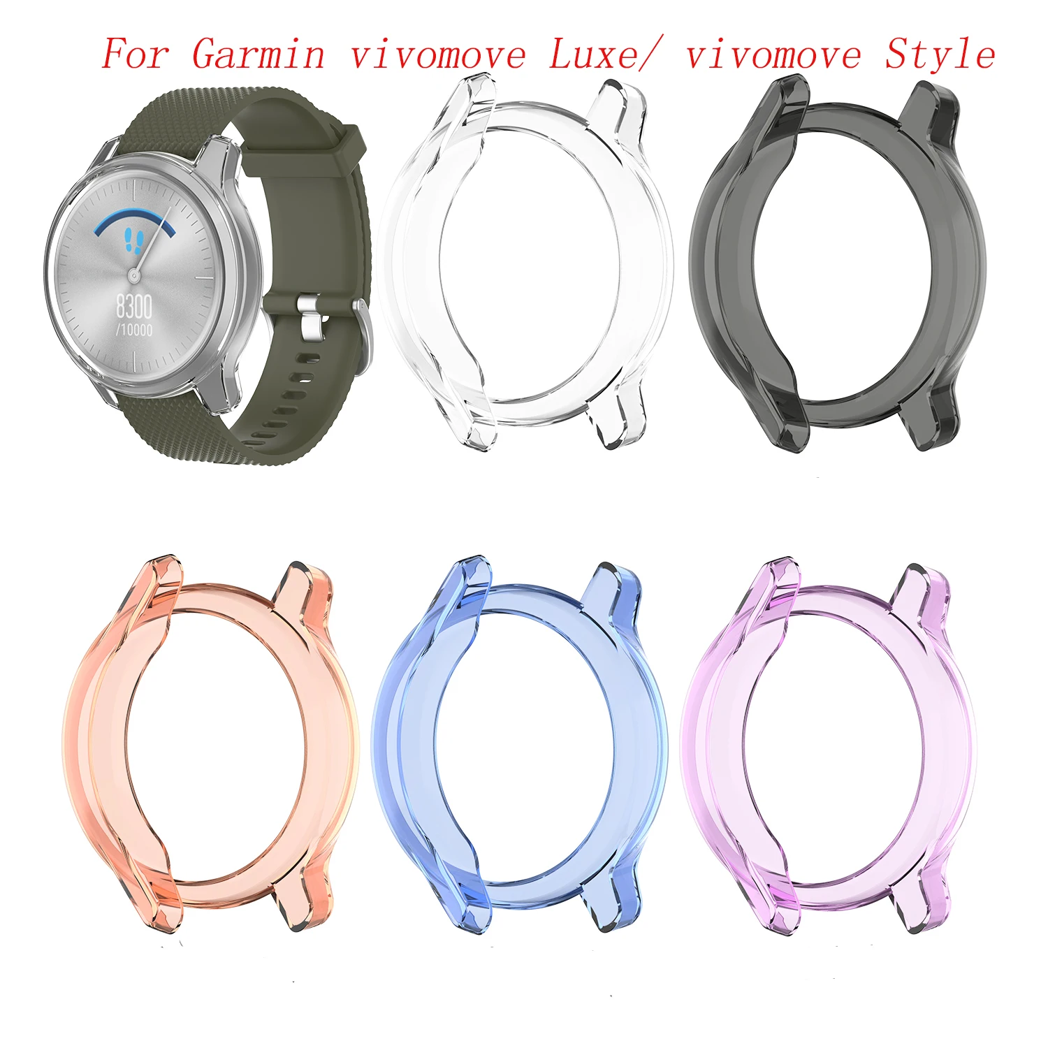 

Replacement Clear Watch Cover for Garmin vivomove Luxe/ vivomove Style Smart Watch Screen Protector Cover TPU Protective Case